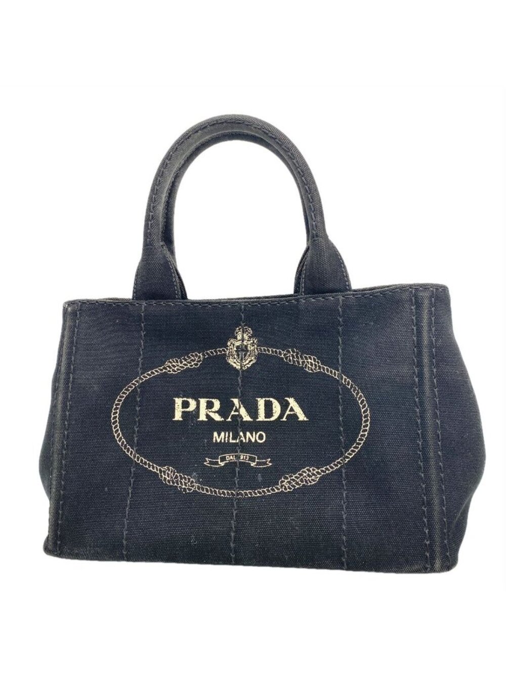 Prada Handbag Canapa Canvas Black Gold
